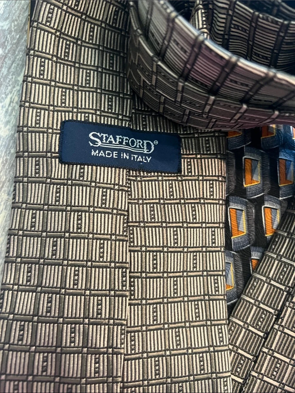 Set of 4 Assorted Men’s Patterned Silk & Polyester Ties - Brown, Gold & Black